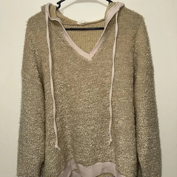 Beige Textured Knit Hoodie by Easel - Picture 2 of 5